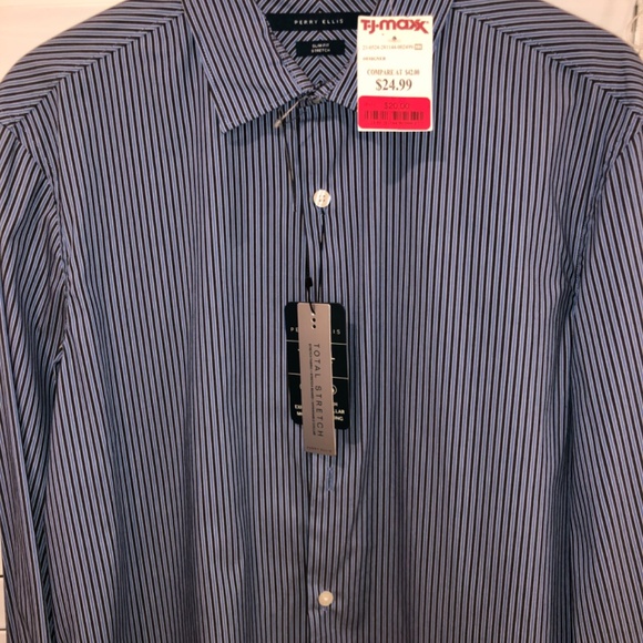 Perry Ellis Men's Slim-Fit Stretch Button-Down Blouse - Picture 2 of 4